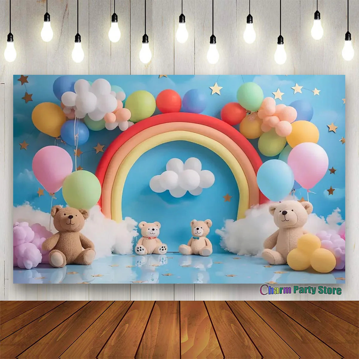 Teddy Bear Colorful Balloons 1st Birthday Backdrop Kids Gifts Baby Shower Oh Baby Background for Photography  Photo Props Studio