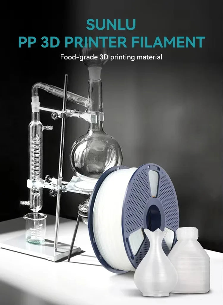 SUNLU 0.8KG PP 3D Filament 1.75mm 800g/Roll Filament Excellent Toughness Strong Fatigue Resistance Filament Fit Most FDM Printer