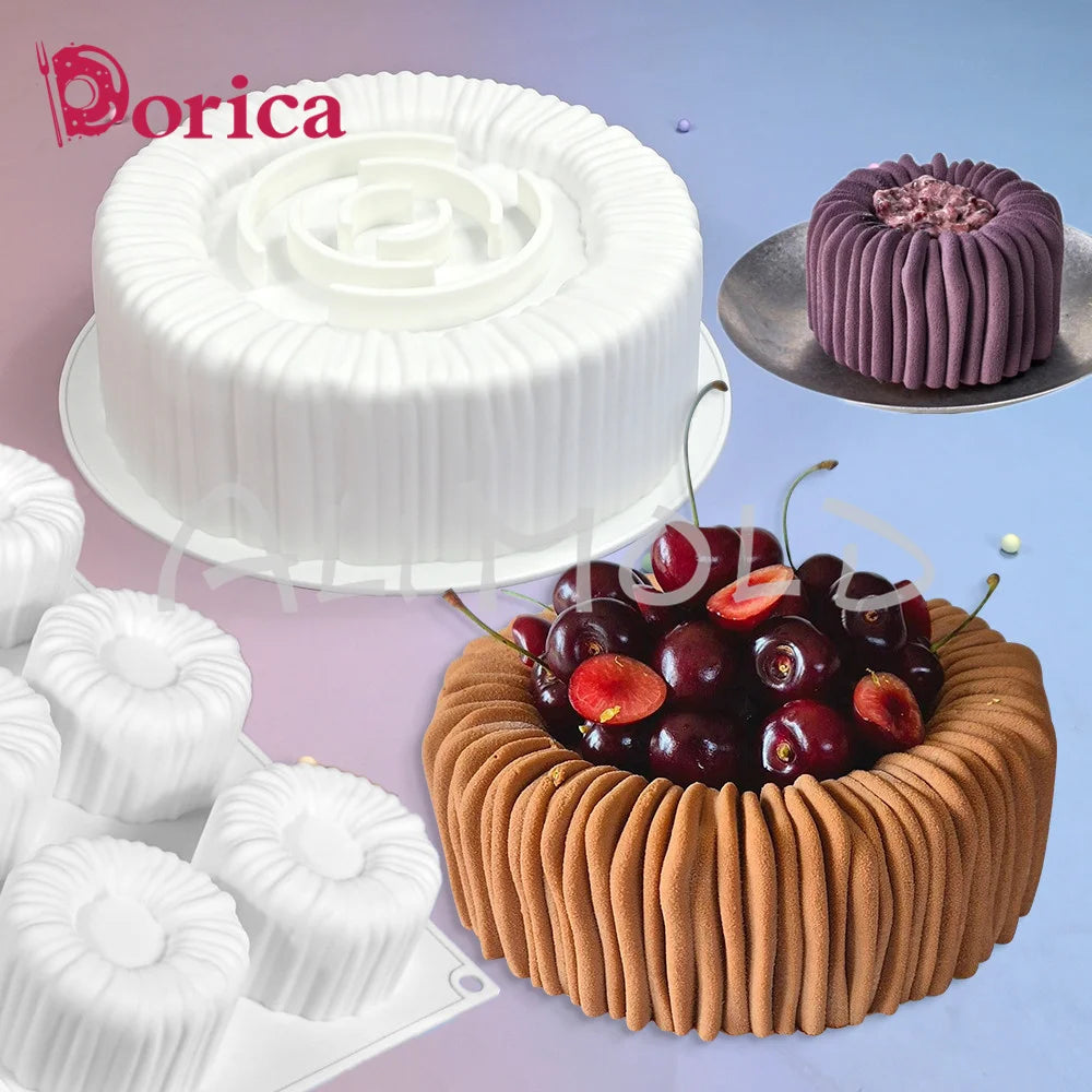 French Cake Silicone Moulds Pudding Chocolate Mousse Cake Molds Cake Decorating Tools DIY Plaster Soap Candle Mould Baking Pans