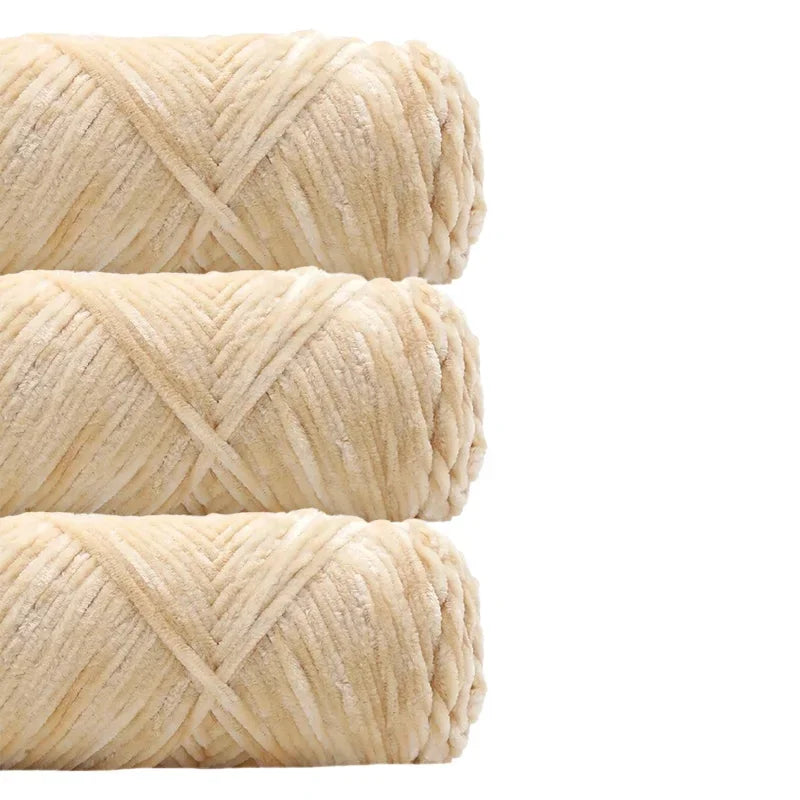 3 Pack Edelweiss DIY Material Pleuche Chenille Yarn Gold Luster Velvet Knitting Woven for Pendant / Sweater 300g 540m