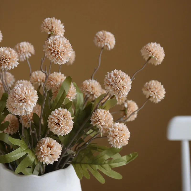 10 pcs Dandelion Artificial Flower Wedding  5 Head Fake Flowers Small Thorn Ball Home Decoration Bouquet Valentine's Day