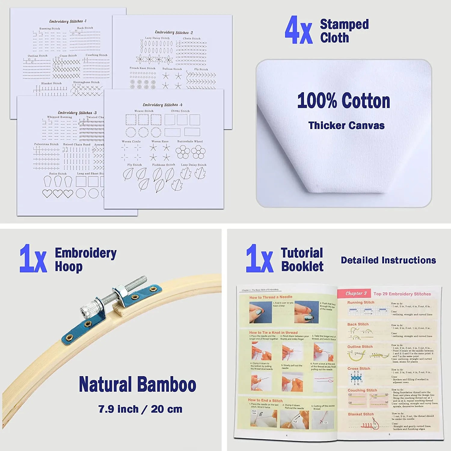 Embroidery Stitches Practice Kit Beginners Cross Stitch Patterns Handy Sewing Hand Embroidery Starter Kits Adults Diy Art Craft