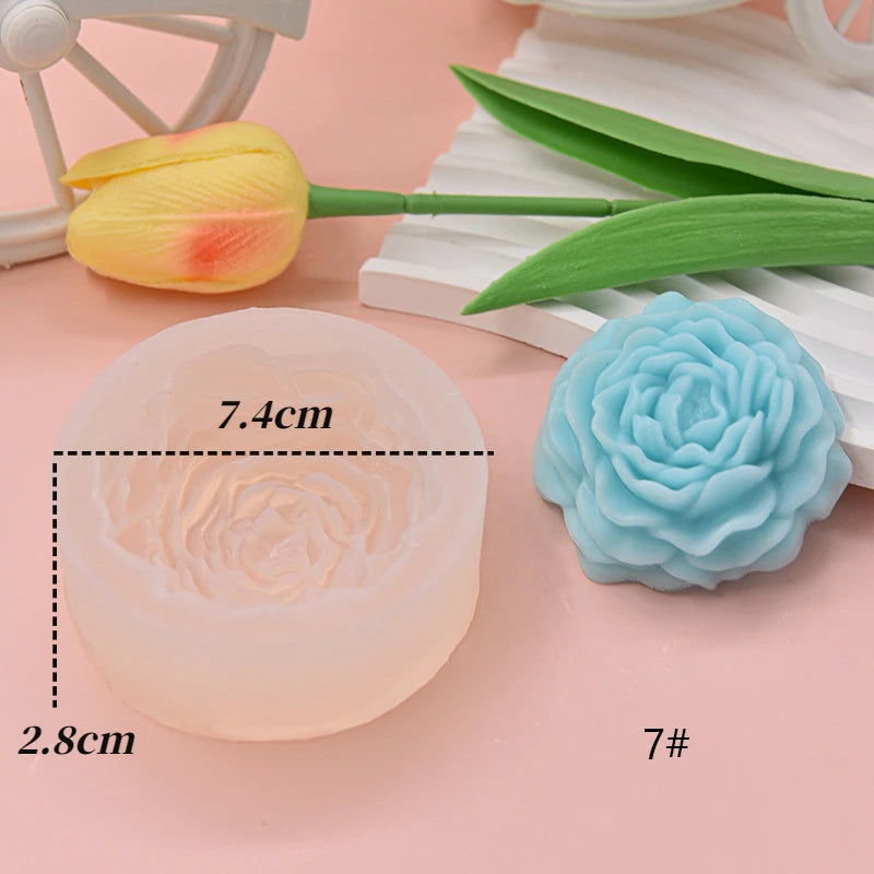 Large Peony Flower Silicone Candle Mold Diy Handmade 3D Rose Candle Soap Plaster Resin Cake Baking Tool Home Decoration Gift