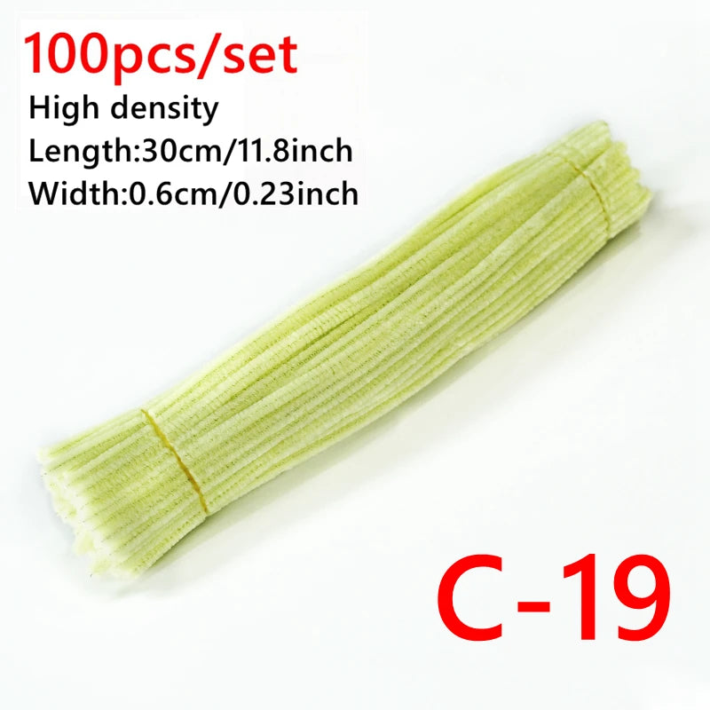 100 Pcs Colorful Chenille Stems Pipe Cleaners Plush Tinsel Stem Wired Sticks Twist Stick Hair Strip DIY Craft Educational Toys