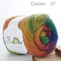 50g Rainbow 100% Pure Wool Yarn,Long Dyed Gradient Knitting Yarn,DIY Shawl Sweater Scarf Clothing Crochet Thread Hand Woven Gift