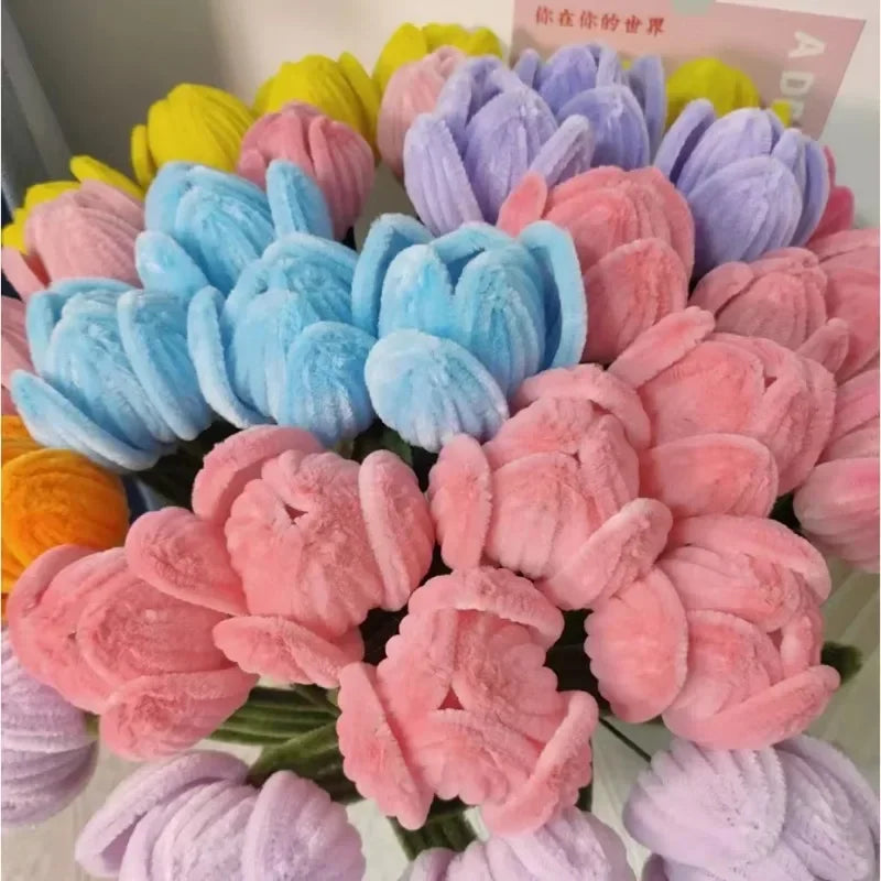 100/200/300PCS Colorful Chenille Stems DIY Wired Twist Stick Hair Strip Kids Handmade Educational Toys