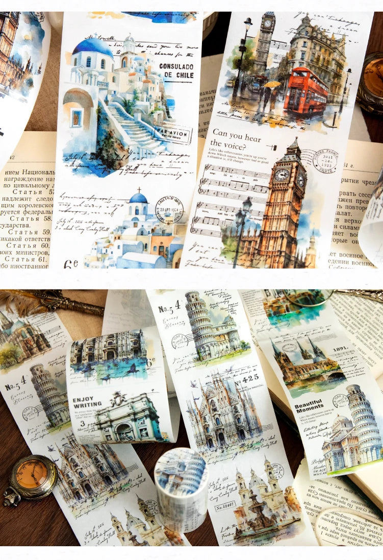 Yoofun 7.5x200cm A Journey of Relics Washi Tape for Collage Junk Journal Scrapbooking diy Stationery Masking Tape Labels