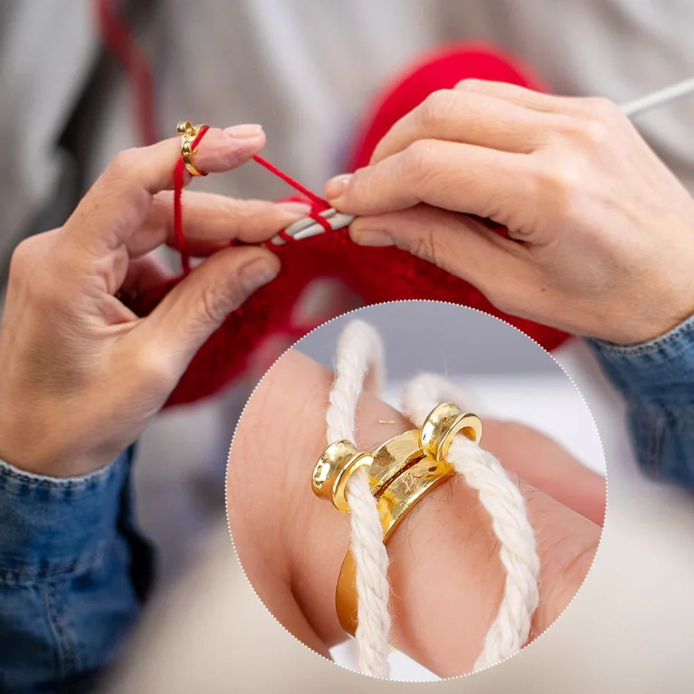 4/1pcs Adjustable Knitting Crochet Loop Rings DIY Yarn Guide Finger Faster Holder Open Fingering Crocheters Tool Sewing Supplies