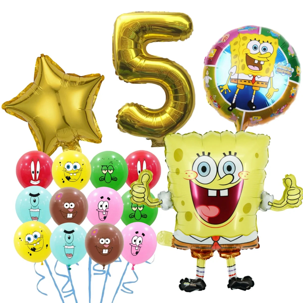 Cartoon SpongeBob Theme Birthday Party Decoration Balloons Digital Balloons Baby Shower Birthday Gifts Party latex Party Balloon