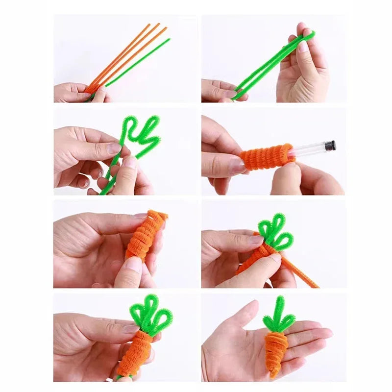100Pcs Chenille Stems Toys DIY Strips Twist Bar Creative Leisure Hobby Diy Plush Stem Twisted Stick Handmade Material