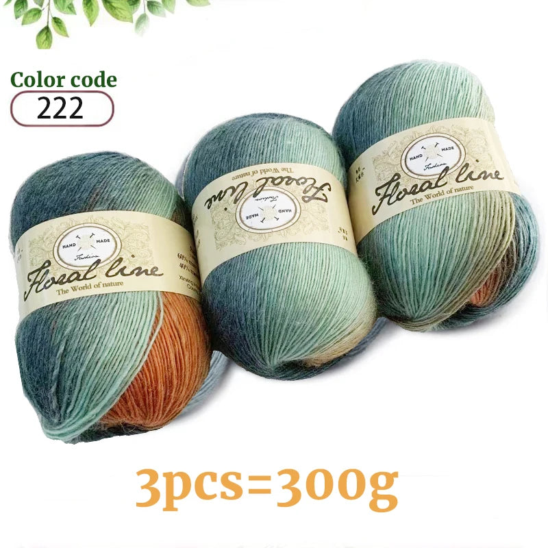 300g Rainbow Long Section Dyed Pattern Crochet Yarn Handmade DIY Knitting Colorful Fashion Outer Shawl Scarf Hat Sweater Yarn Ball 1 Piece = 3 Pieces = 300g