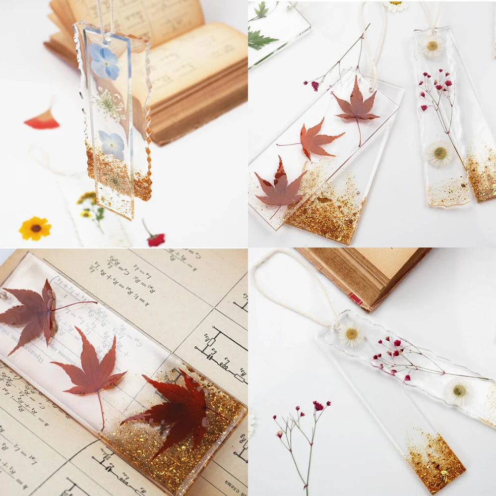 DIY Crystal Epoxy Resin Mold Leaves Cat's Claw Love Flower Rectangular Full Page Bookmark Silicone Mould