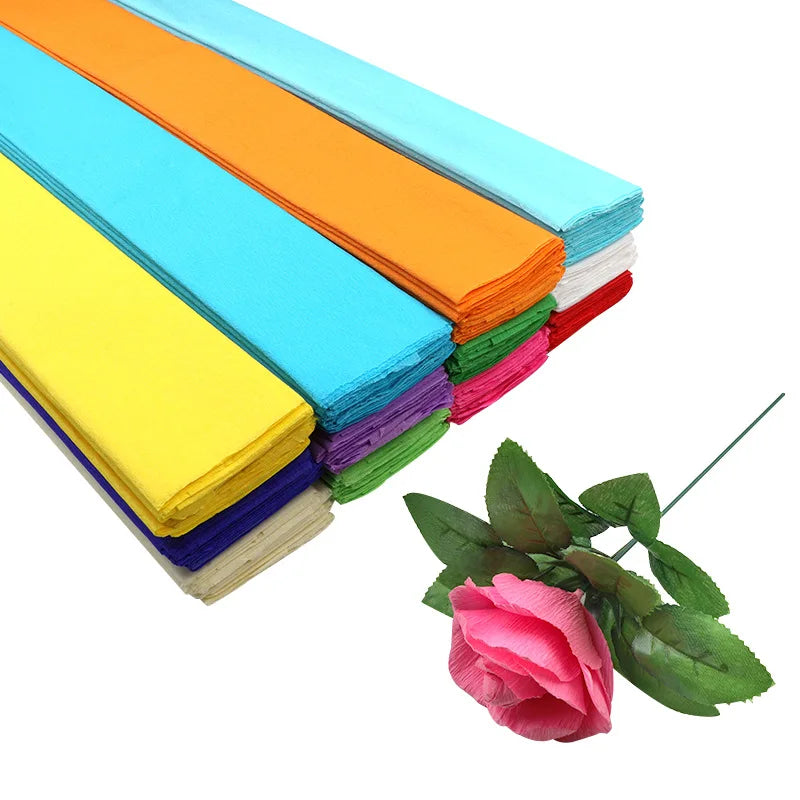 50x100cm Roll Crepe Paper Colorful Flower Wrapping Paper Handmade DIY Thin Paper Making Materials Kindergarten Decoration