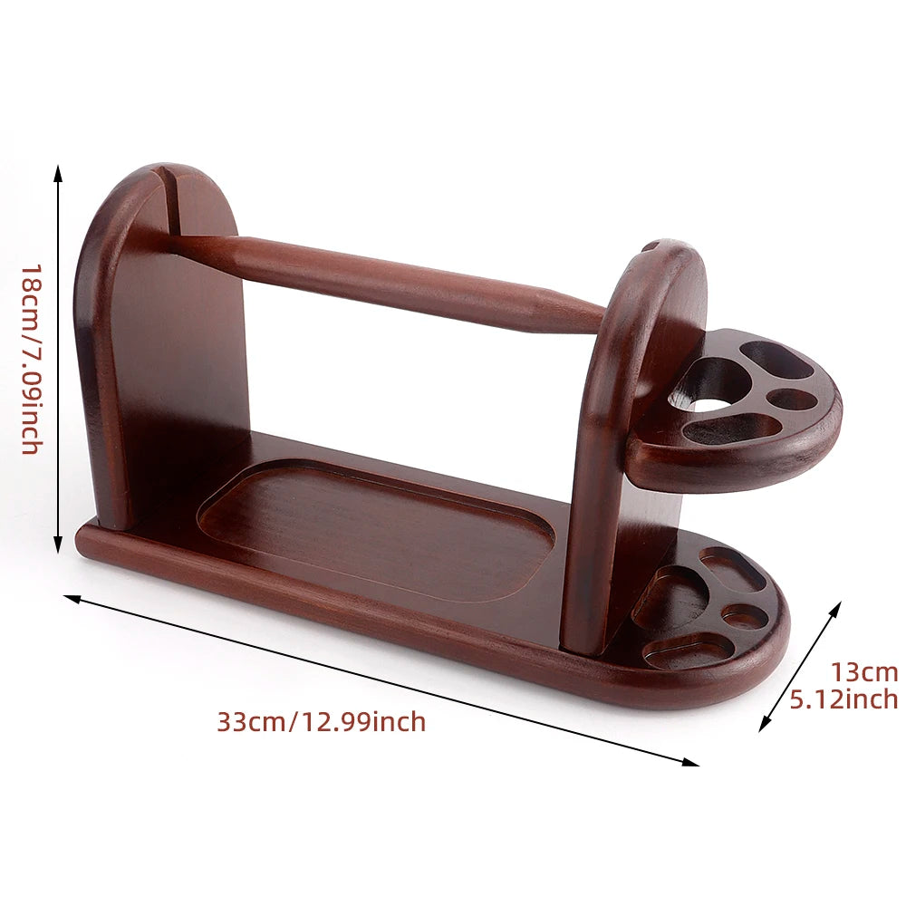 1pcs Burgundy Red Wooden Desktop Yarn Holder with Storage Rack- DIY Knitting & Crochet Wool Yarn Rotating Winder Organizer Stand