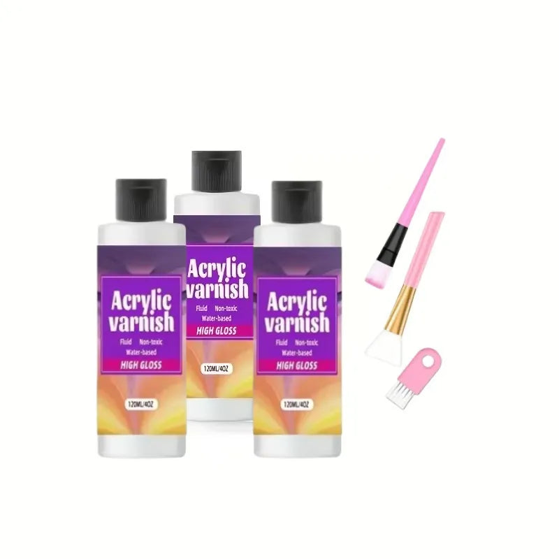 60/120/200ML Acrylic Varnish High Gloss Finish Protective for Paintings Non-Yellowing Waterproof Sealant For DIY Crafts And Art