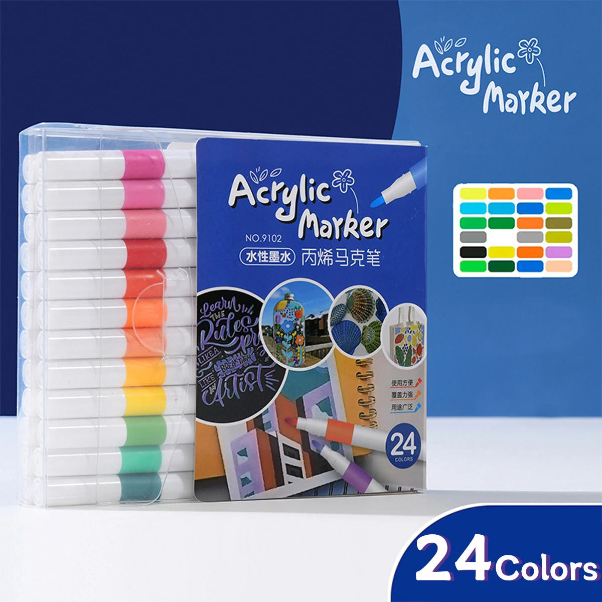 Acrylic Marker 12-80 Colors Pen Set for Draw Sketching Paint Art Markers Graffiti Stone Ceramic Glass Wood DIY Crafts Supplies
