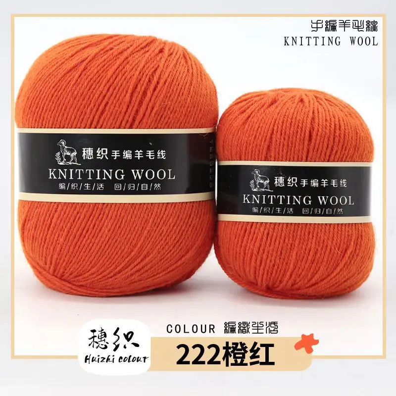 Hand Knitted Four-Ply Wool Yarn Medium Fine for Sweater Scarf Hat Pure Color Wool Yarn Spun Yarn from Hebei Mainly for Hand K...