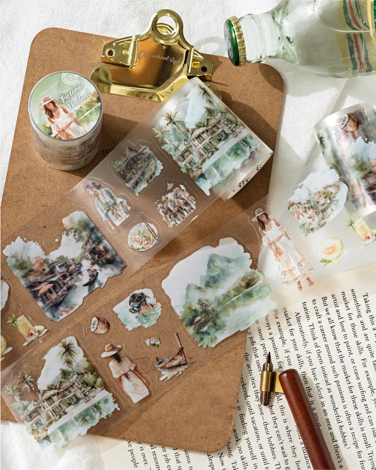 60mm*2m PET Travel Landscape Tape Stickers Creativity Hand Account Adhesive hand made Diy Junk Journal Scrapbooking Supplies