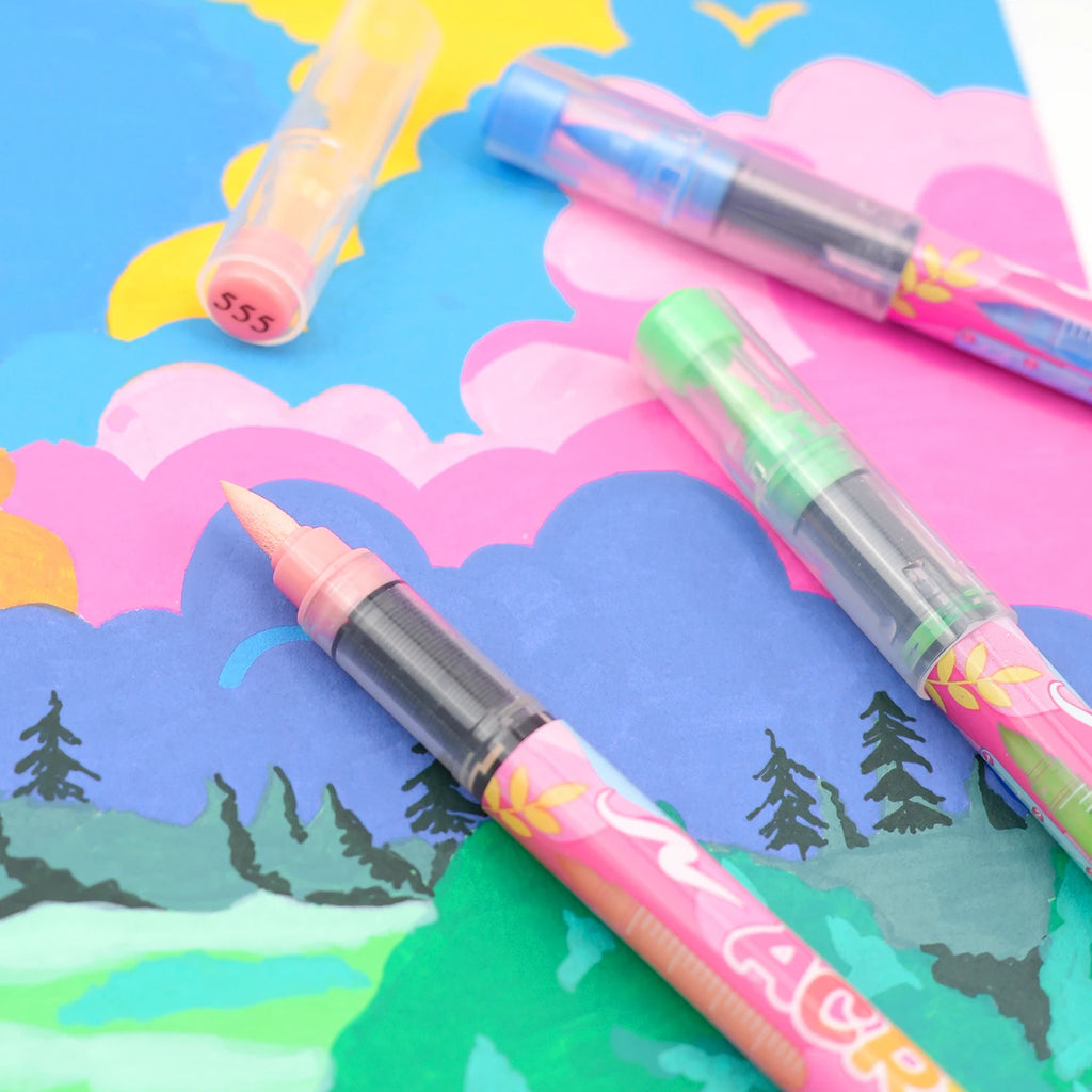 Acrylic Paint Markers,Macaron Series Set,Soft Brush Tip Water Based,for Wood,Canvas,Rock Painting,Glass, Diy Crafts,Fabric Paint