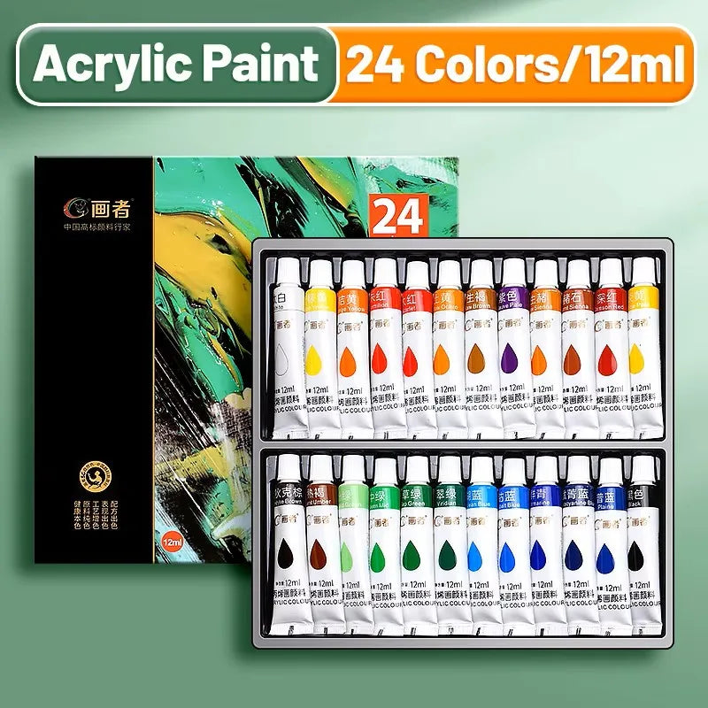 Acrylic Paint Set 12/18/24/36 Colors,12ml Acrylic Painting Kit For Paper,Wood,Canvas,Rock,Ceramic,Clothes,DIY
