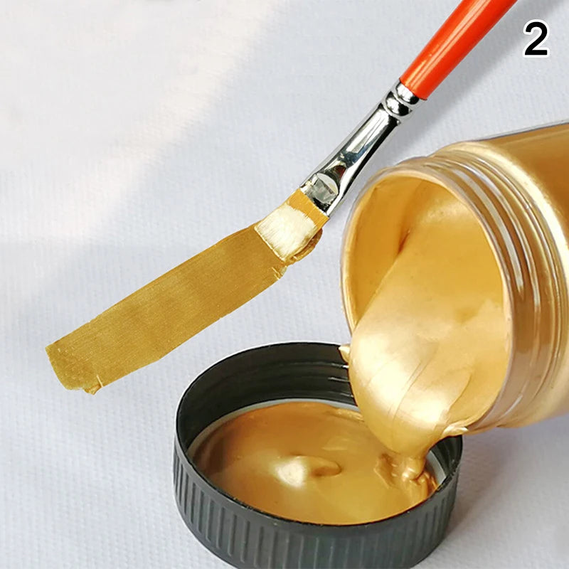 100ml Gold Paint Metallic Acrylic Paint,waterproof Not Faded for Statuary Coloring DIY Hand Clothes Painted Graffiti Pigments