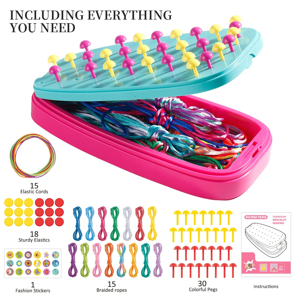 Handmade Knitting Tool Bracelet Crafting Kit, Children's DIY Friendship Bracelets and Necklaces