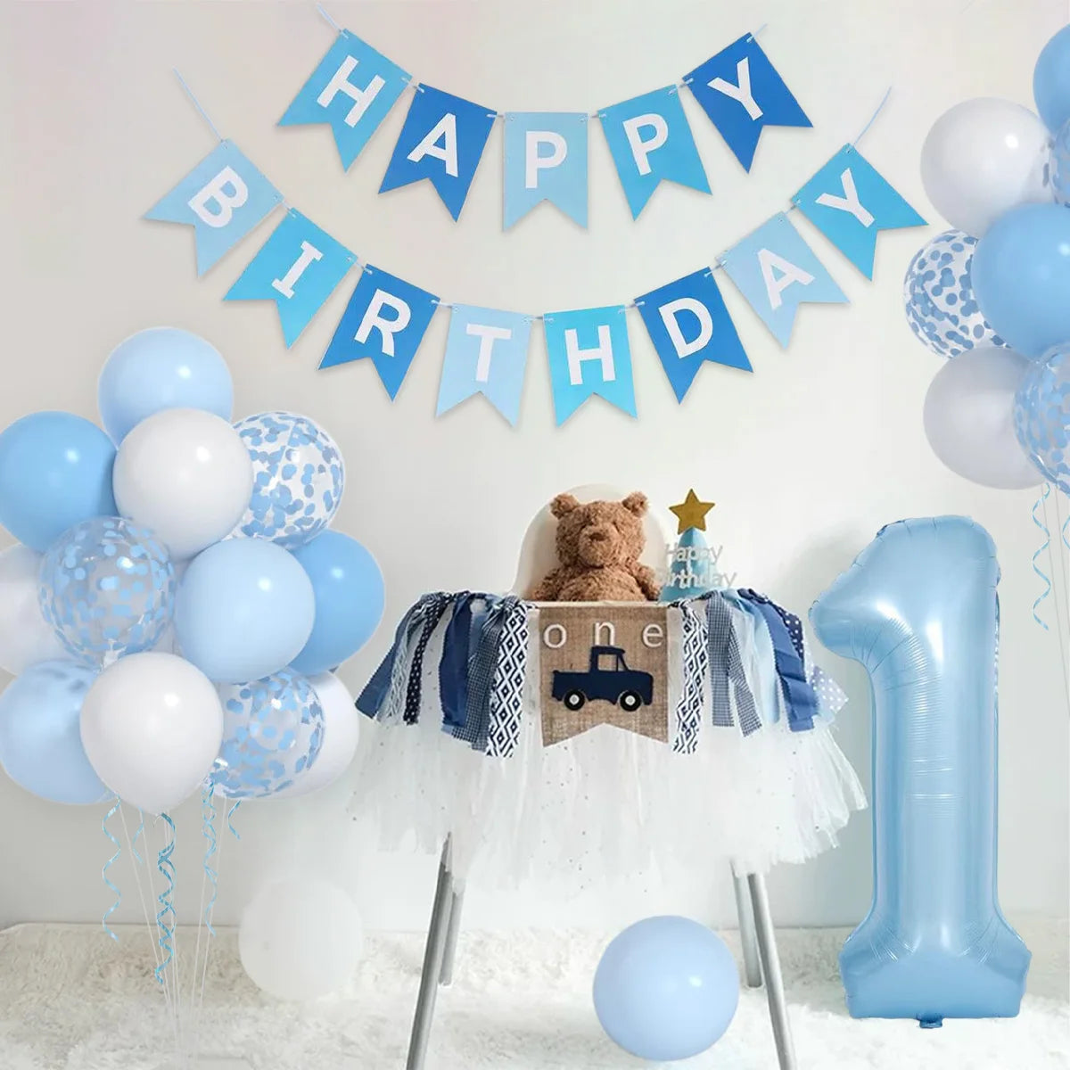 Blue 1 year old Balloon Happy 1st Birthday Party Decor Kids Girls Birthday Party Favors Gift Supplies Baby Shower Latex Balloons