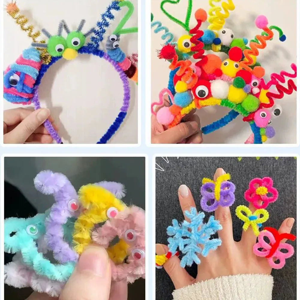 100pcs 30cm Solid Color Chenille Stems Stick Cleaners For Children Hands-on Educational Toys Adults DIY Flower Artworks Supplies