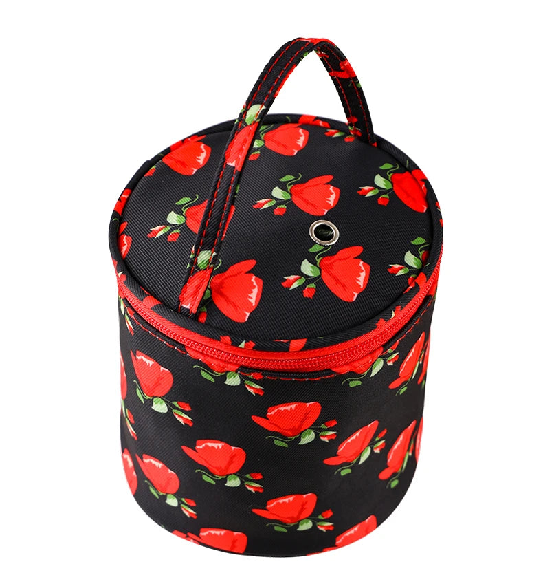 Round Yarn Handheld Storage Bag Portable Knitting Bag with Thread Hole DIY Yarn Sewing Tools Organize Crochet Hook Storage Bag