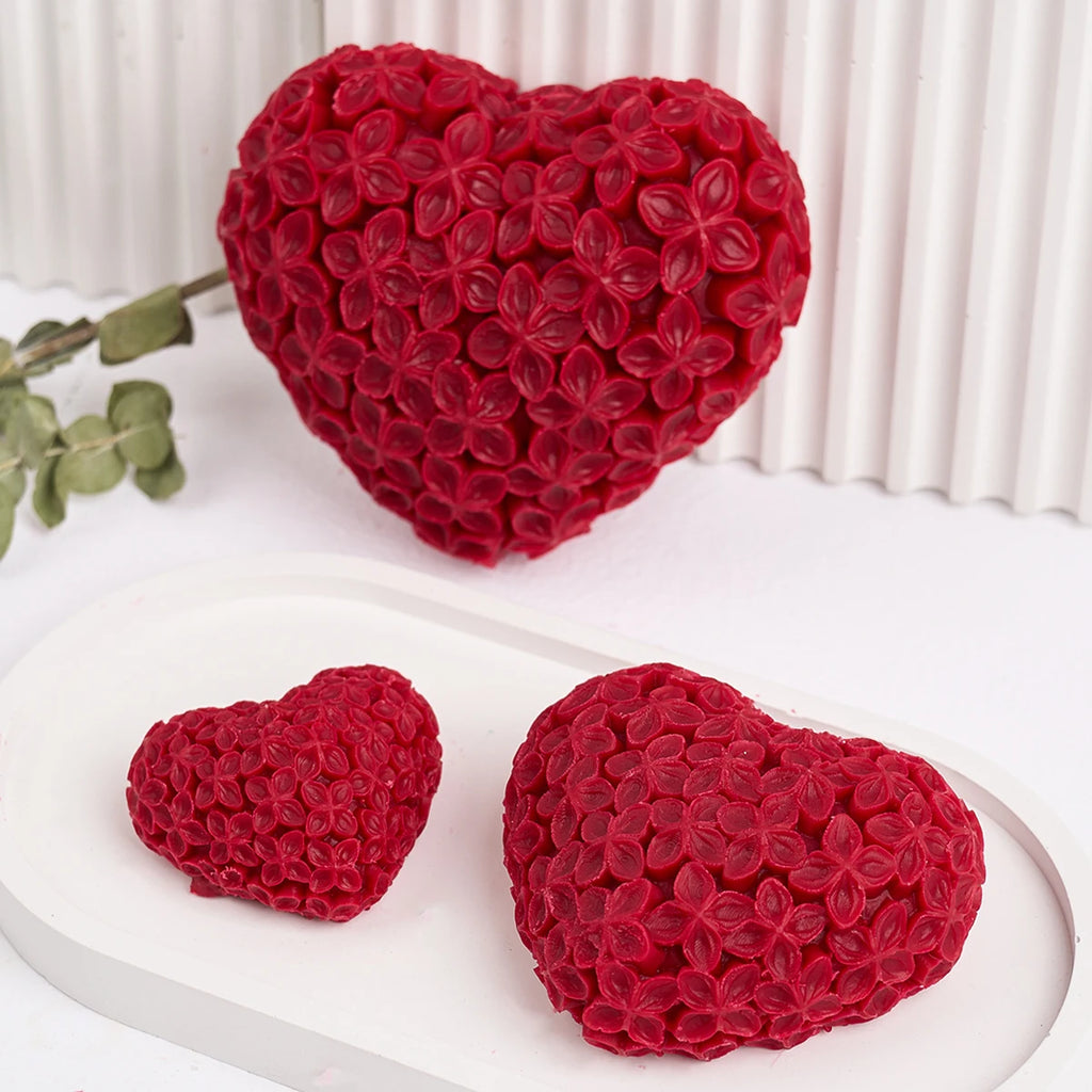 3D Love Flower Silicone Candle Mold DIY Valentine's Day Heart Scented Soap Molds Plaster Resin Chocolate Baking Making Kit