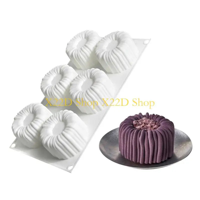 X22D 6 Cavity Stable Silicone Mousse Cake Molds For Making Puddings And Mousse Cakes
