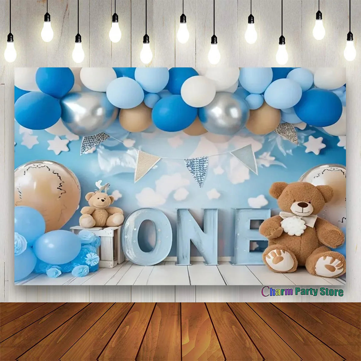 Teddy Bear Colorful Balloons 1st Birthday Backdrop Kids Gifts Baby Shower Oh Baby Background for Photography  Photo Props Studio