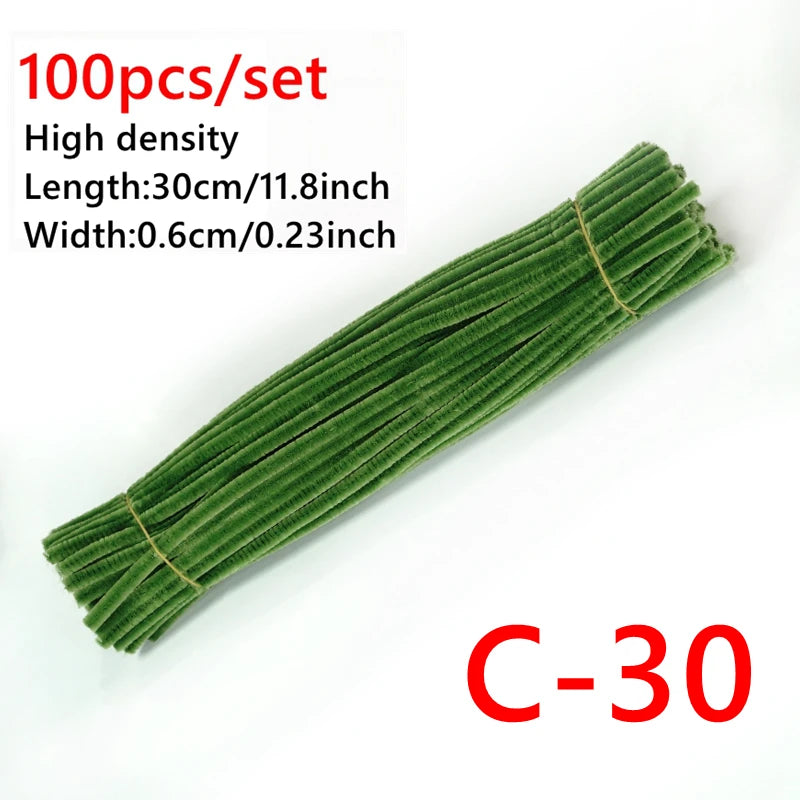100 Pcs Colorful Chenille Stems Pipe Cleaners Plush Tinsel Stem Wired Sticks Twist Stick Hair Strip DIY Craft Educational Toys