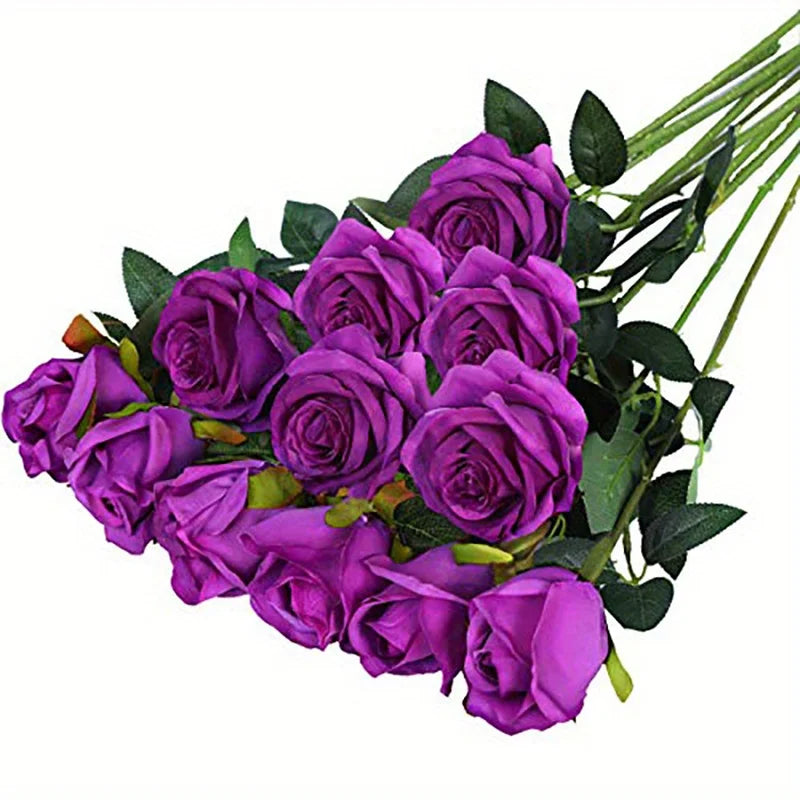 12pcs Realistic Artificial Rose Bouquet for Weddings, Birthdays, and More  for Floral Arrangements and Home Decor