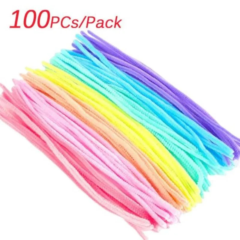 100Pcs Chenille Stems Toys DIY Strips Twist Bar Creative Leisure Hobby Diy Plush Stem Twisted Stick Handmade Material