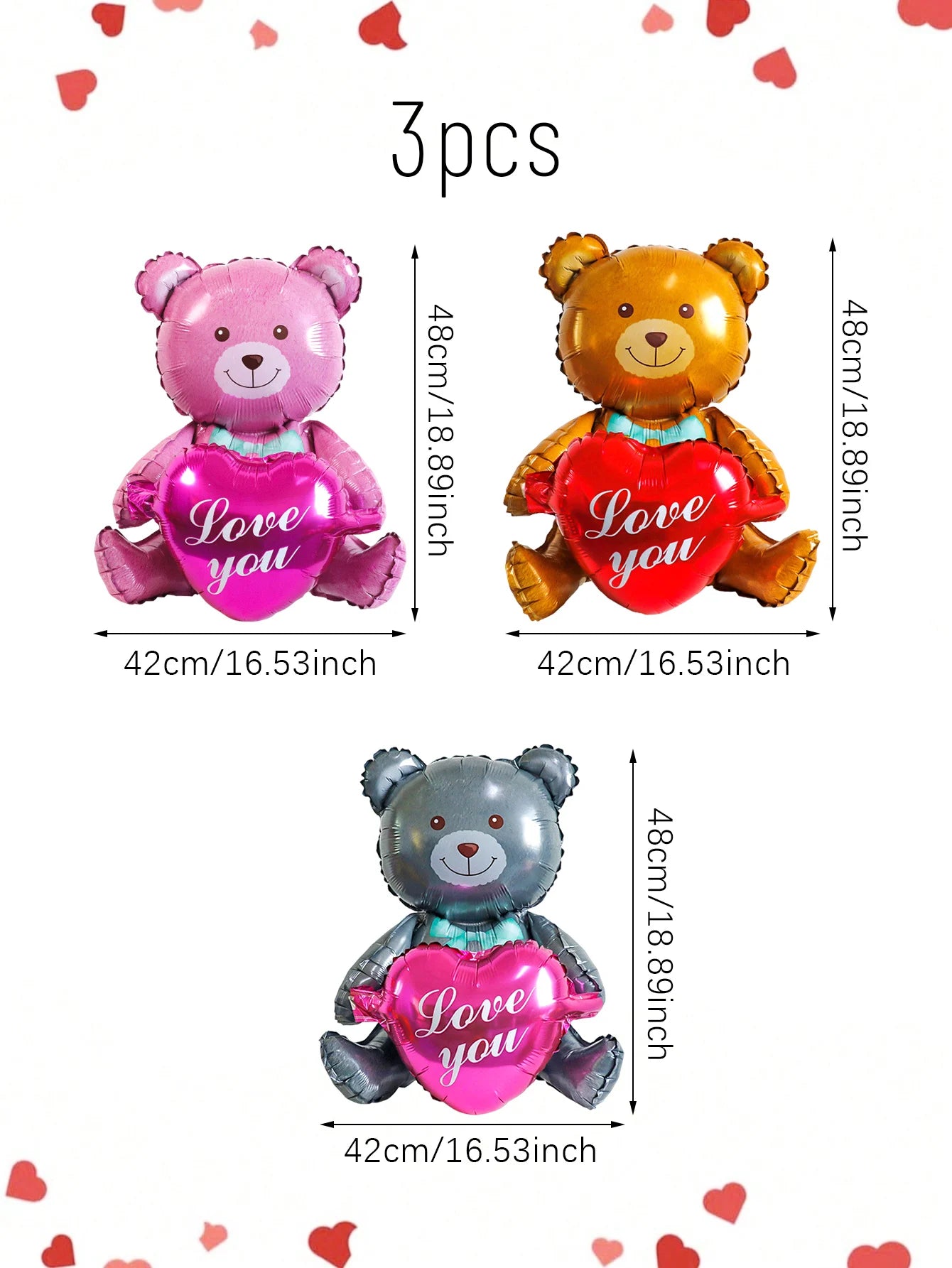 1/3 pcs teddy bear holding a heart-shaped balloon,suitable for Valentine's Day,birthdays, proposals,weddings,and anniversaries.