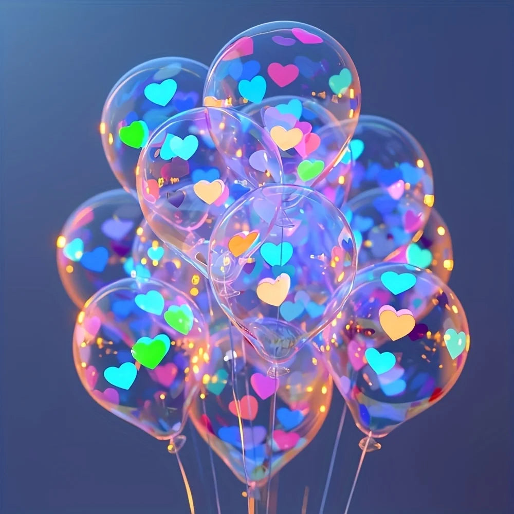 20 Neon Heart-shaped Balloons,reactive Latex Party Decoration, Suitable for Valentine's Day, Halloween,glowing Party Decorations
