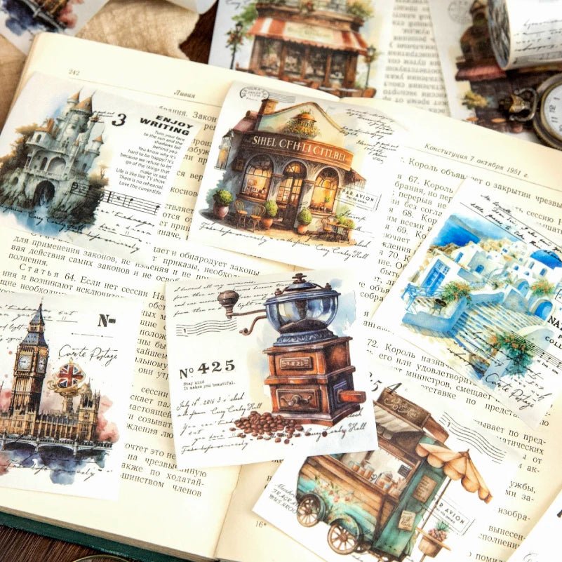 Yoofun 7.5x200cm A Journey of Relics Washi Tape for Collage Junk Journal Scrapbooking diy Stationery Masking Tape Labels