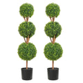 48 Inch Tall Artificial landscape tree bonsai 3 Ball-Shaped Faux Plants in Plastic Planters Green 2 Pieces Shipping from the USA