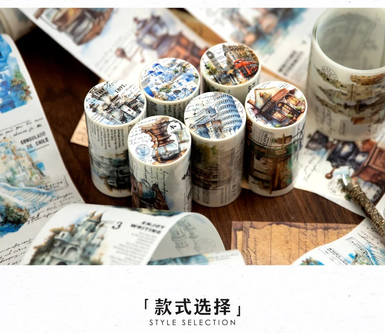 Yoofun 7.5x200cm A Journey of Relics Washi Tape for Collage Junk Journal Scrapbooking diy Stationery Masking Tape Labels