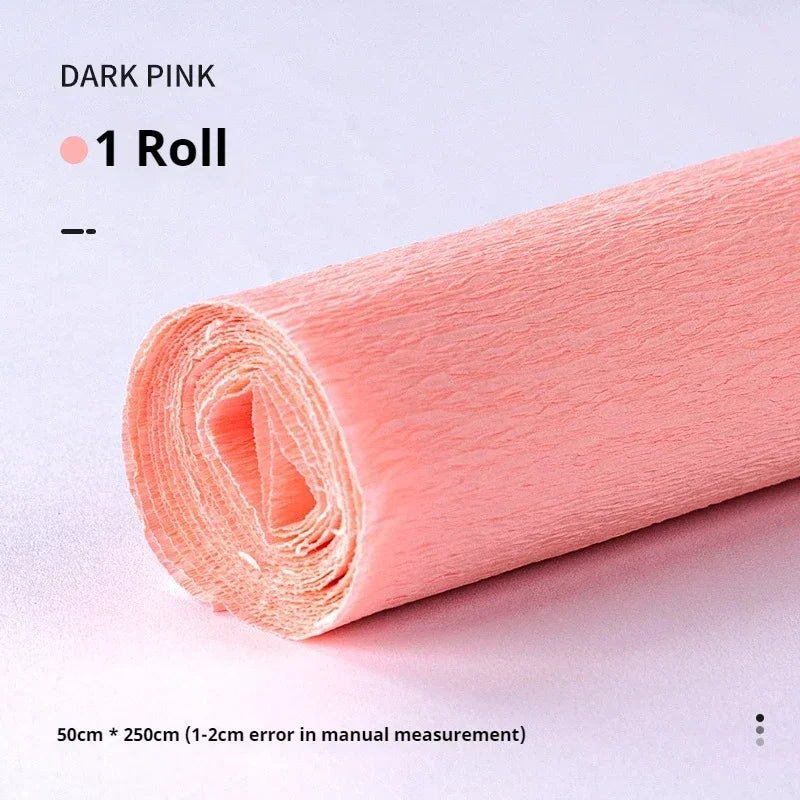 Colored Crepe Paper For Flower Making Decoration Gift Wrapping Paper Roll 50x250cm Kids Diy Craft Supplies Origami Crepe Paper