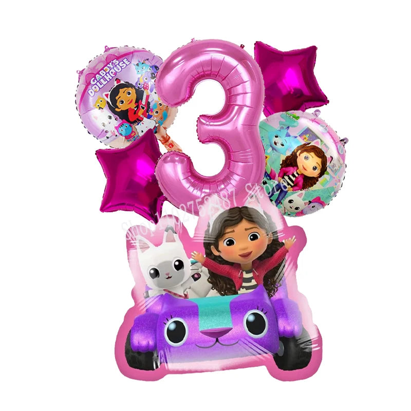 Gabby Dollhouses Birthday Balloons Girls New Anime Digit 1-10 Party Decoration Baby Shower Gender Reveal Ballons Kids Toys Gift