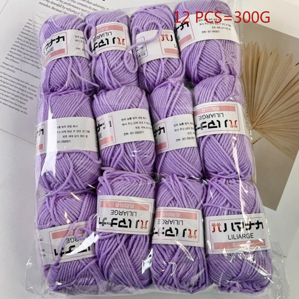 12PCS 300g Milk Yarn Handmade Coarse DIY Weaving Yarn Ball For Sweater Hat Scarve And Other Clothing Soft Crochet Knitting Yarn