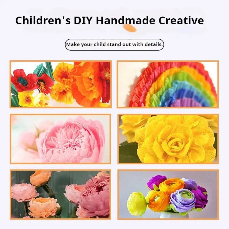 Colored Crepe Paper For Flower Making Decoration Gift Wrapping Paper Roll 50x250cm Kids Diy Craft Supplies Origami Crepe Paper
