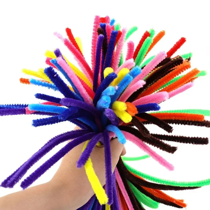 100/200/300PCS Colorful Chenille Stems DIY Wired Twist Stick Hair Strip Kids Handmade Educational Toys