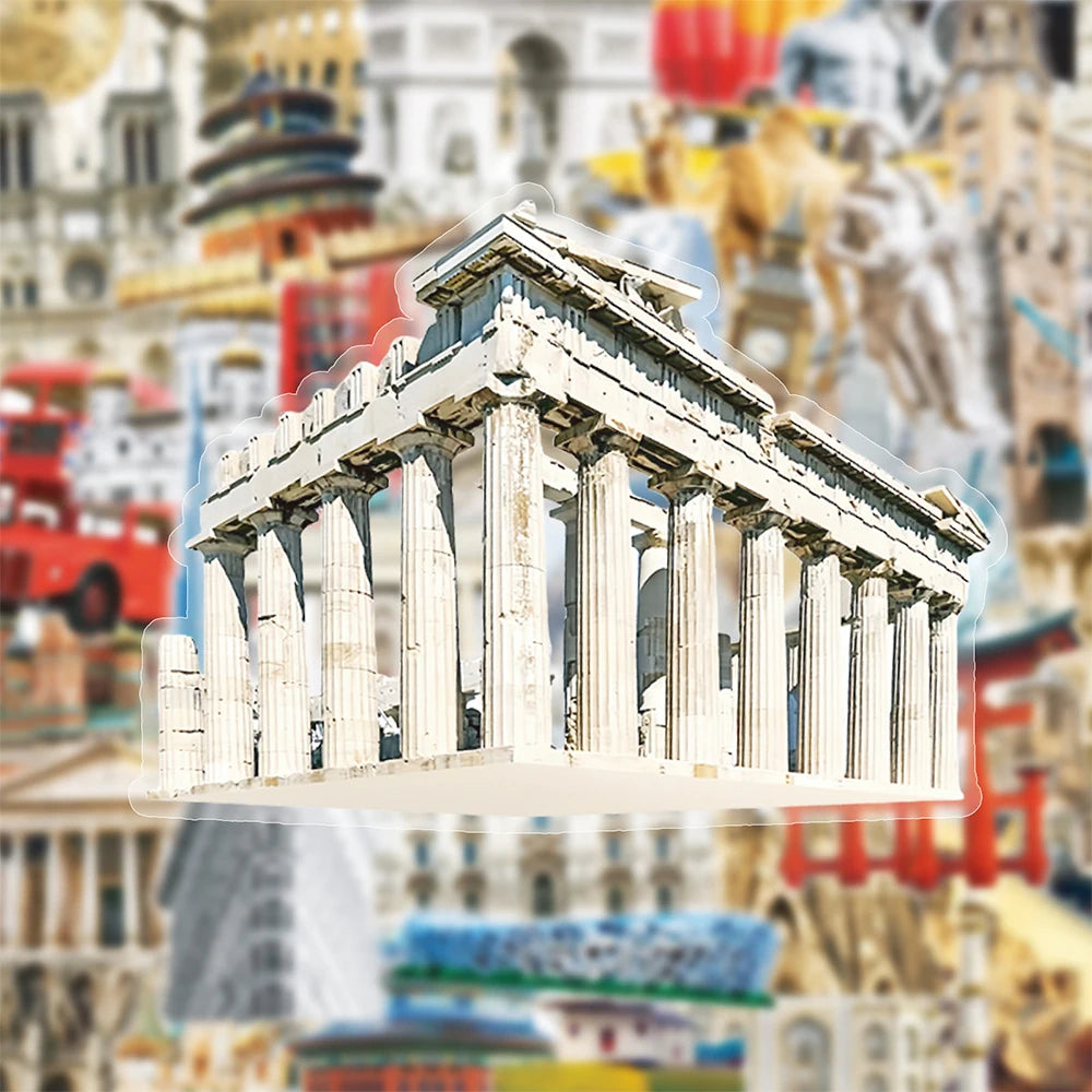 10/30/50pcs Transparent Mix World Famous Building Stickers Aesthetic Travel Landmark Decal Waterproof Graffiti Phone Suitcase