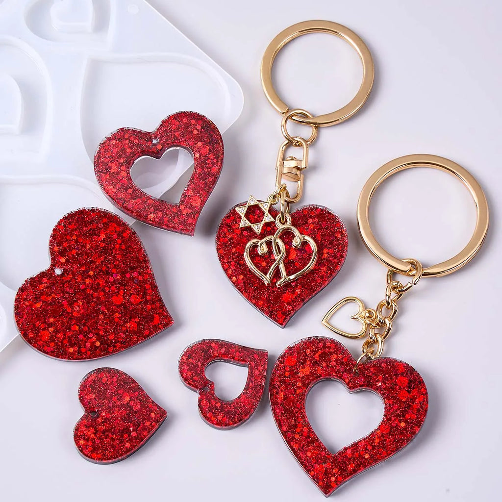 Heart Shape Earring Pendant Silicone Mold DIY Love Series Keychain Epoxy Resin Mold Valentine's Day Jewelry Making Accessories