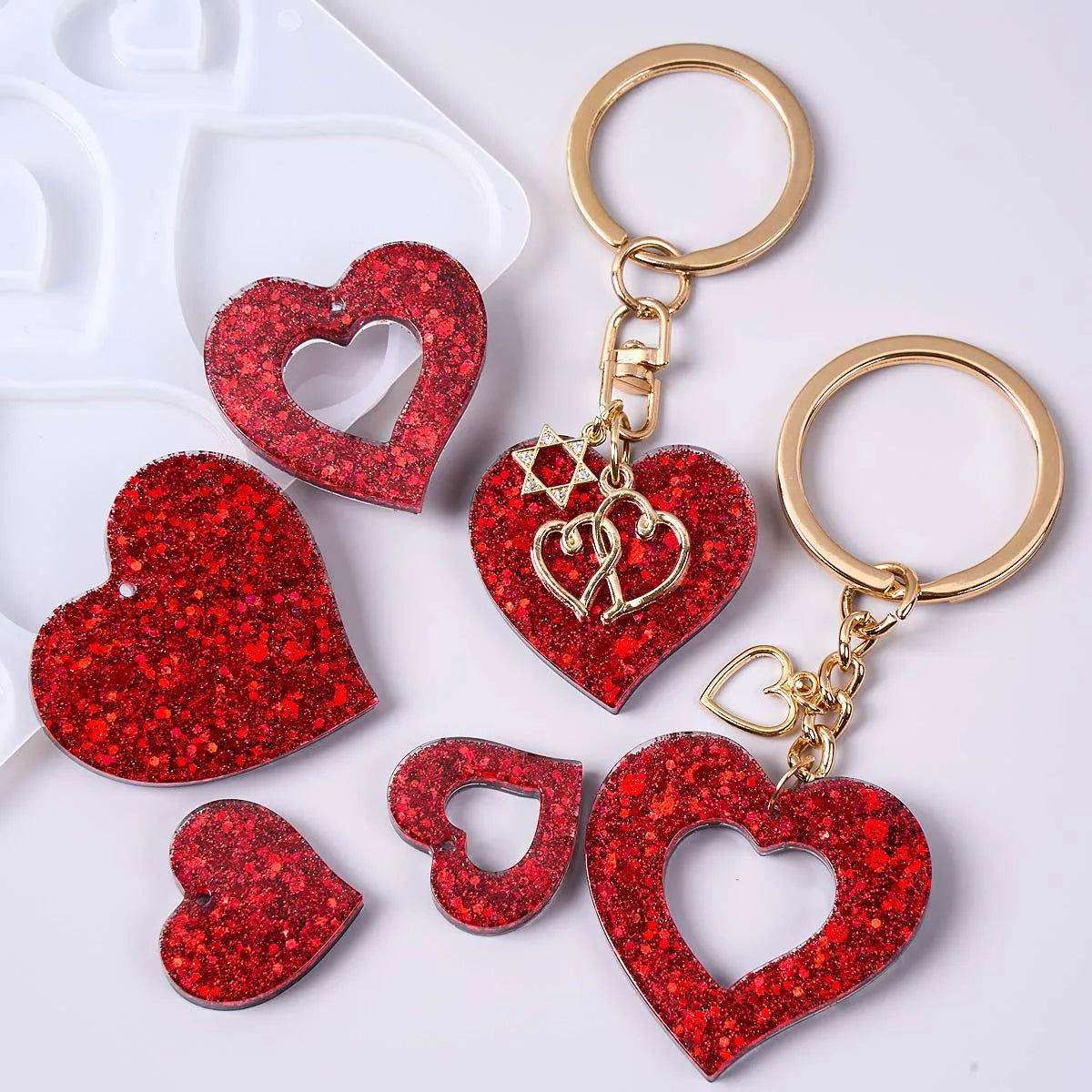Heart Shape Earring Pendant Silicone Mold DIY Love Series Keychain Epoxy Resin Mold Valentine's Day Jewelry Making Accessories