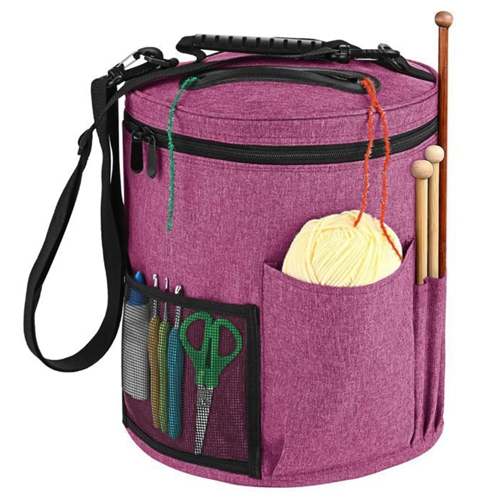 Large Capacity Crochet Bag Portable Yarn Organizer Knitting Tote Storage Bag with Shoulder Strap for Yarn, Hooks, Needles