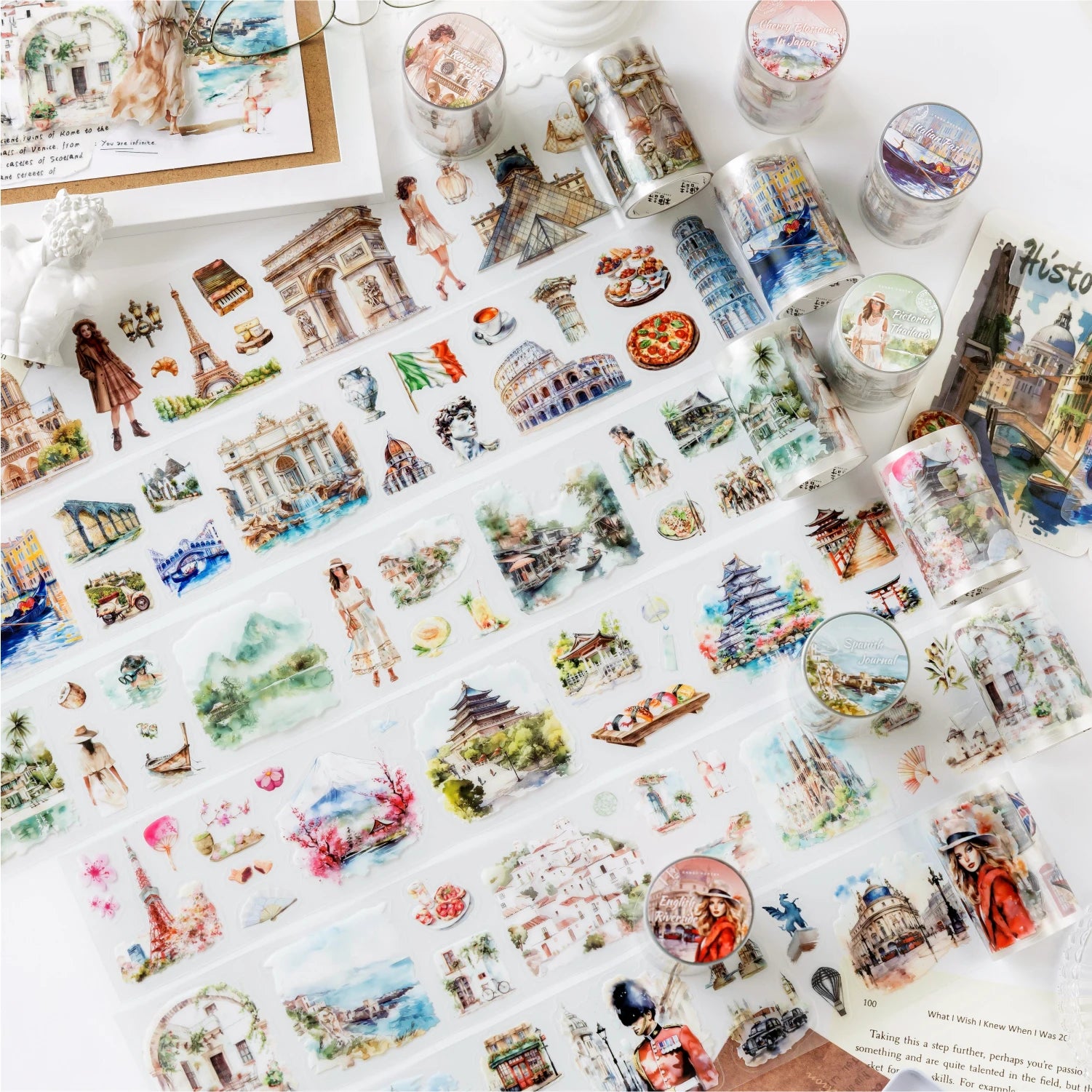 60mm*2m PET Travel Landscape Tape Stickers Creativity Hand Account Adhesive hand made Diy Junk Journal Scrapbooking Supplies